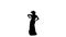 Woman dancing a Spanish incendiary dance. White background. Silhouette. Slow motion