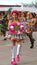 Woman dancing traditional dance of Bolivia in the Ciudad Mitad del Mundo turistic center near of the city of Quito