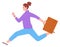 Woman dashing. Fast speed running business person with work briefcase