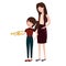 Woman with daughter and trumpet avatar character