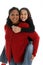 Woman and Daughter On White Background