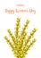 Woman day 8 March holiday card. Spring floral vector illustration. Bouquet of yellow forsythia flowers. Template for