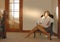Woman daydreaming in chair