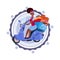 Woman Deliver Food Riding Retro Scooter Delivery Icon Isolated Template Logo