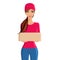 Woman delivery person portrait