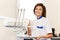 Woman dentist with dental tools