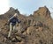 A Woman Descends the Rugged Tetakawi Mountain Trail Near San Car