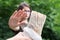 Woman on diet for wellness concept. The woman makes a sign to put out her hand to refuse junk food or shawarma