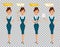 Woman in different poses. Businesswoman in formal wear. Concept Idea, Shearch, Result