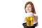 Woman in Dirndl dress holds Oktoberfest beer stein