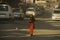 Woman in a dirt road of Leh city