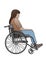Woman with a disability. Girl in a wheel chair. Illustration on a white background. For drawings, collages, concepts, architects,