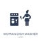 Woman Dish Washer icon. Trendy flat vector Woman Dish Washer icon on white background from Ladies collection