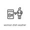 Woman Dish Washer icon. Trendy modern flat linear vector Woman D