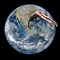 Woman diving on the planet earth