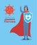 Woman doctor hero with cape and shield against 2019 vector design