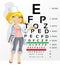 Woman doctor - optometrist testing visual acuity