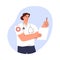 Woman doctor or paramedic making notes, flat vector illustration isolated.