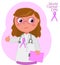 Woman doctor with pink ribbon vector illustration
