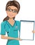 Woman Doctor Surgeon Holding Blank Folder