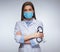Woman doctor wearing medical anti virus mask