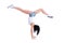 Woman does a gymnastic handstand