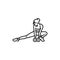 Woman does lunges with dumbbells black line icon.