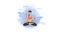 Woman does yoga exercise in nature. Lotus pose. Female cartoon character demonstrating yoga pose. Healthy lifestyle. Loop.