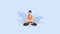 Woman does yoga exercise in nature. Lotus pose. Female cartoon character demonstrating yoga pose. Healthy lifestyle. Loop.