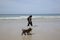 Woman and Dog, Carmota Beach; Coruna