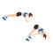 Woman doing Ankle tap push ups exercise. Flat vector