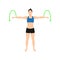 Woman doing Arm circles exercise. Flat vector