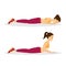 Woman doing back extension exercise. Back stretch