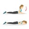 Woman doing back extension exercise. Back stretch