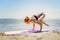 Woman doing bakasana