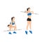 Woman doing Barbell high pull exercise. Flat vector