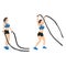 Woman doing Battle rope jumping jacks exercise