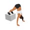 Woman doing box pike holds exercise. Pike push up with box