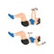 Woman doing Chest fly exercise. Flat vector