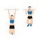 Woman doing Chin up exercise. Flat vector