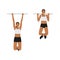 Woman doing Chin up exercise. Flat vector