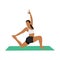 Woman doing Crescent lunge pose. Anjaneyasana exercise.
