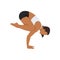 Woman doing Crow pose bakasana exercise.