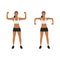 Woman doing doing exercise - scarecrow arms elbow shoulder rotations