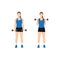 Woman doing dumbbell bicep curls. Flat vector