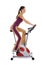 Woman doing fitness on a stationary bike