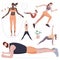 Woman doing fitness and yoga exercises vector illustration