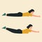 Woman doing floor jacks. Illustrations of glute exercises and workouts. Flat vector illustration
