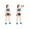 Woman doing Forward. front shoulder dumbbell raises exercise.