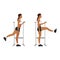 Woman doing Forward leg hip swings exercise.